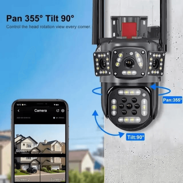 Camara Seguridad 3 Pantallas Sirena Wifi